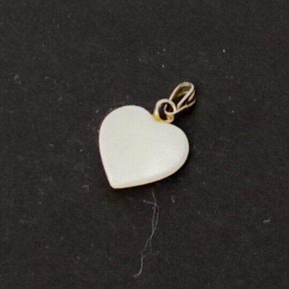Vintage Mother Of Pearl Heart Shape Sterling Silver Pendant Charm .5" x  .5" - Picture 3 of 5